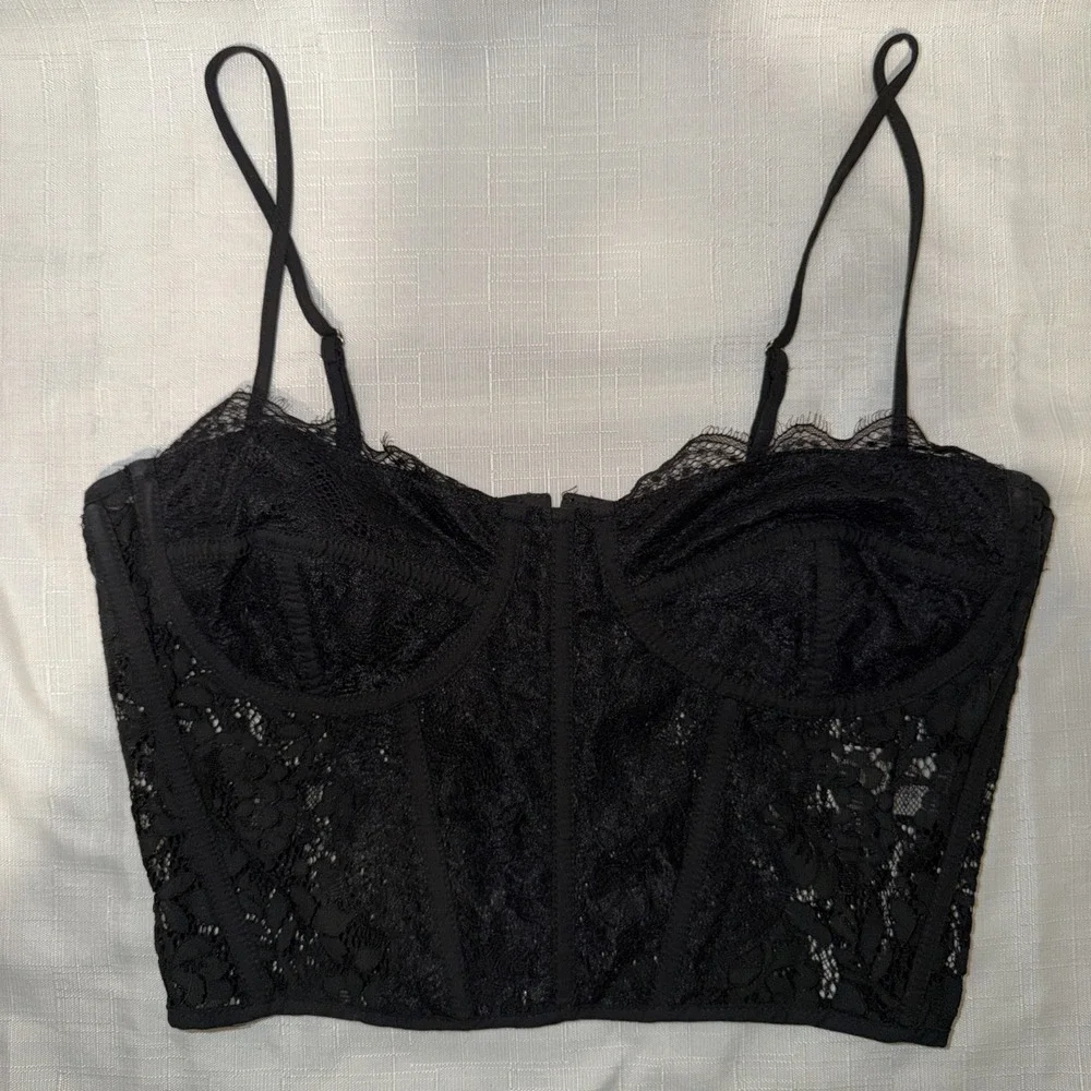 Altar'd State Lace Bustier Corset Top Black Lingerie Size S Goth 90s Y2K Vampy